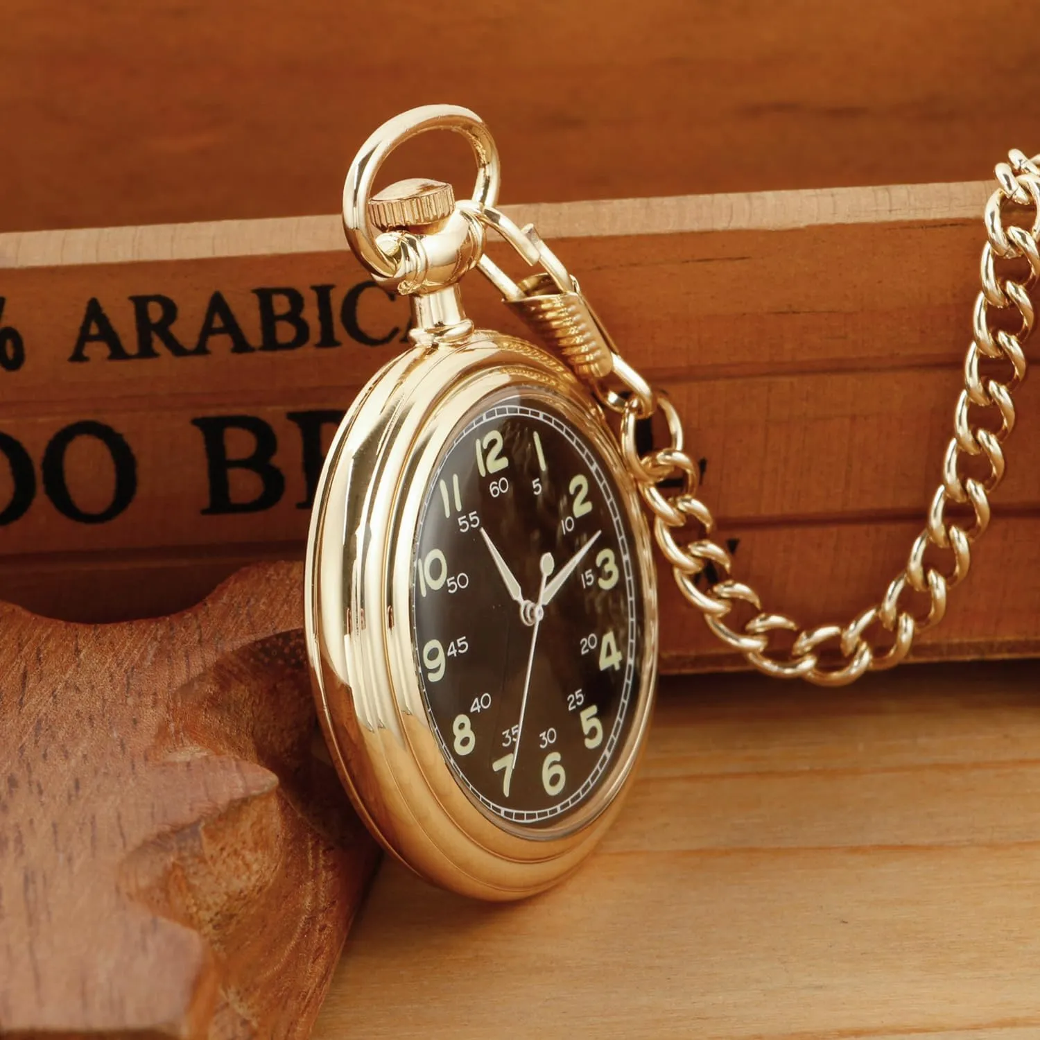 Mechanical Pocket Watches for Men Uncovered ratify Men's Mechanical Pocket Watch with Chain, Uncovered Roman Design Dial Chain 
