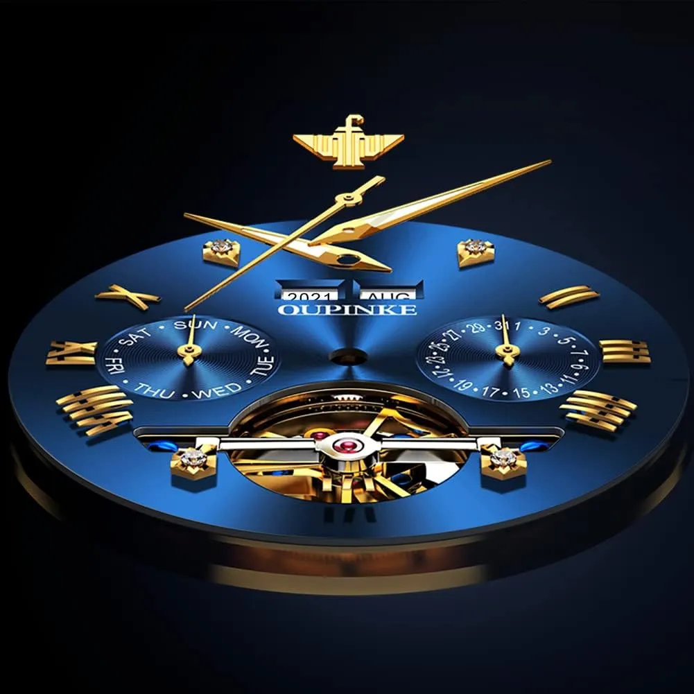 Mechanical Self Winding Luxury Business Dress Wrist Watch Diamond Tungsten Steel Sapphire Crystal Calendar Waterproof purchase Luminous OUPINKE Automatic Watches for Men Skeleton 