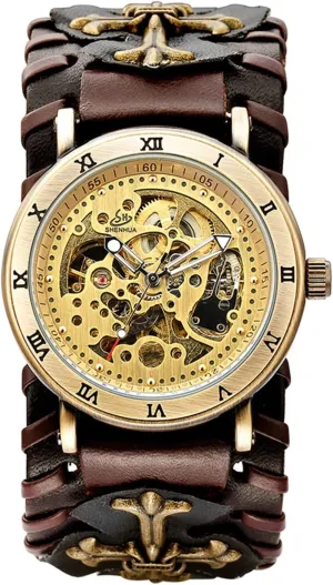 Mechanical Sports Waterproof Analog sumptuous uninhabited raven crust Watches MASTOP Luxury Fashion Men's Vintage Bronze Skeleton Automatic 