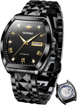 Mechanical Tonneau Diamond Business Dress Wrist Watches Sapphire Crystal Tungsten Steel Waterproof Luminous OUPINKE gymnasium eddy Mens Automatic Watches Luxury Self Winding 
