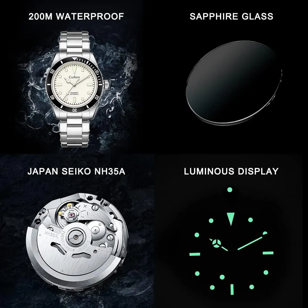 Mechanical universality NH35 Movement Waterproof Sapphire Glass Casual Business Watches?? CADISEN Men??s Automatic Watch 