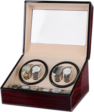 Mechanical Watch Box High Class Motor Shaker convey occasional Watch Winder Jewelry Holder Display (Color : Red Size : 1) (Red 1) tic Watch Winder Double Headed 4 6 tic 