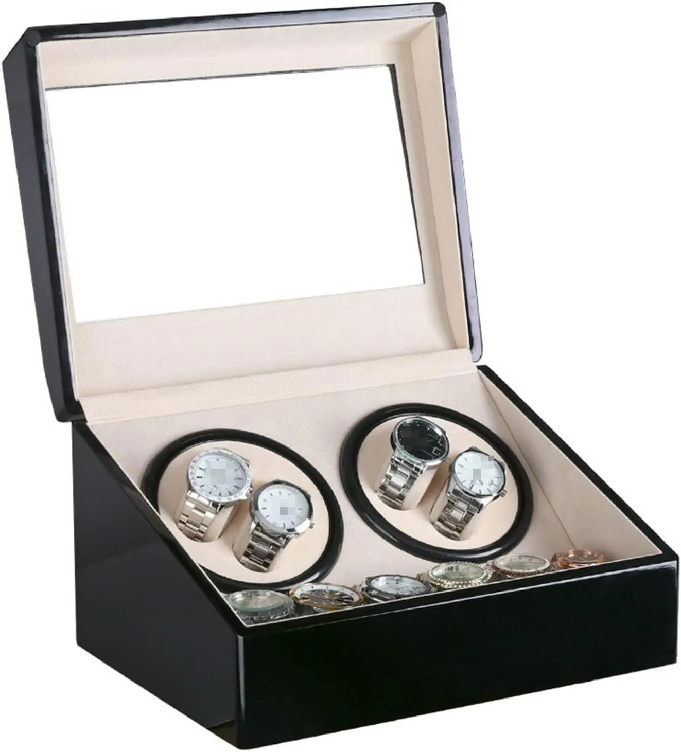 Mechanical Watch Box High Class Motor Shaker convey occasional Watch Winder Jewelry Holder Display (Color : Red Size : 1) (Red 1) tic Watch Winder Double Headed 4 6 tic 