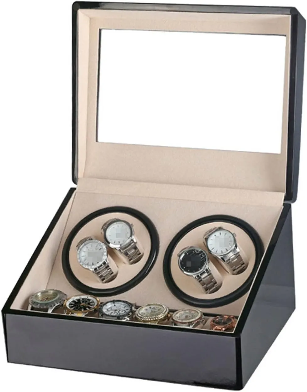 Mechanical Watch Box High Class Motor Shaker convey occasional Watch Winder Jewelry Holder Display (Color : Red Size : 1) (Red 1) tic Watch Winder Double Headed 4 6 tic 