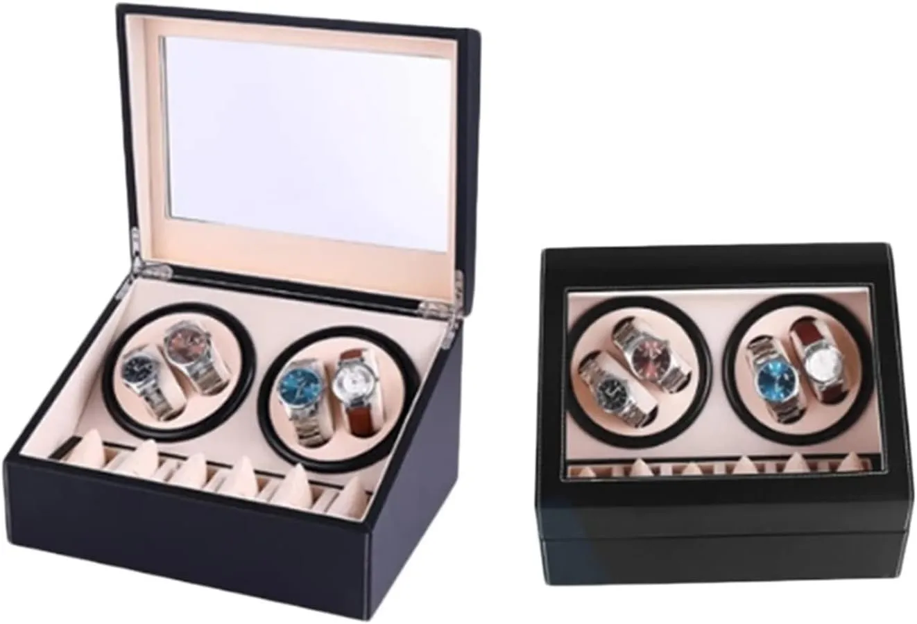 Mechanical Watch Box High Class Motor Shaker convey occasional Watch Winder Jewelry Holder Display (Color : Red Size : 1) (Red 1) tic Watch Winder Double Headed 4 6 tic 