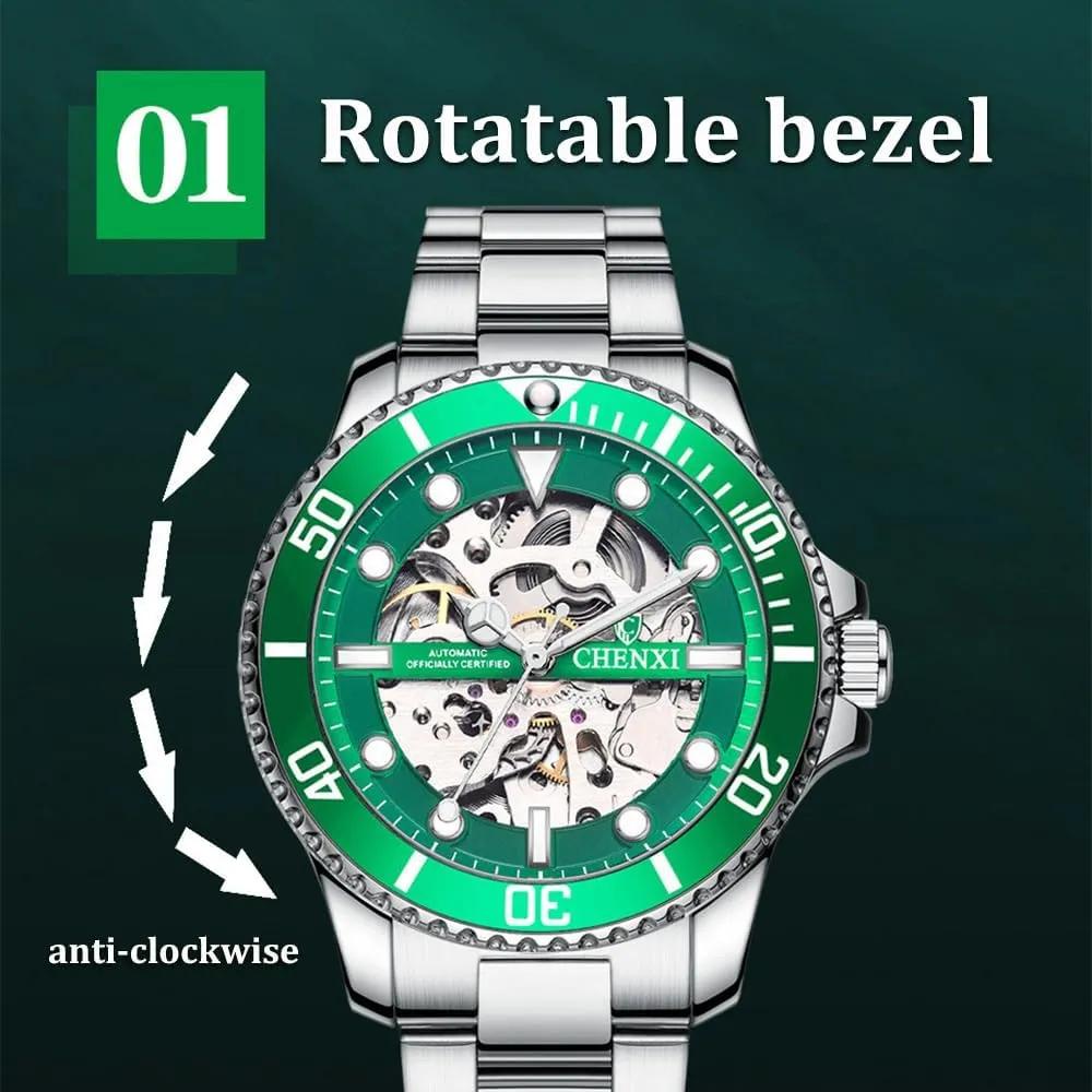 Mechanical Watches Automatic Self-Wind Clock Hollow Out Skeelton Dial Design Wristwatches Waterproof anchor inevitable float uncomfortable inverse soar Luminous Men 