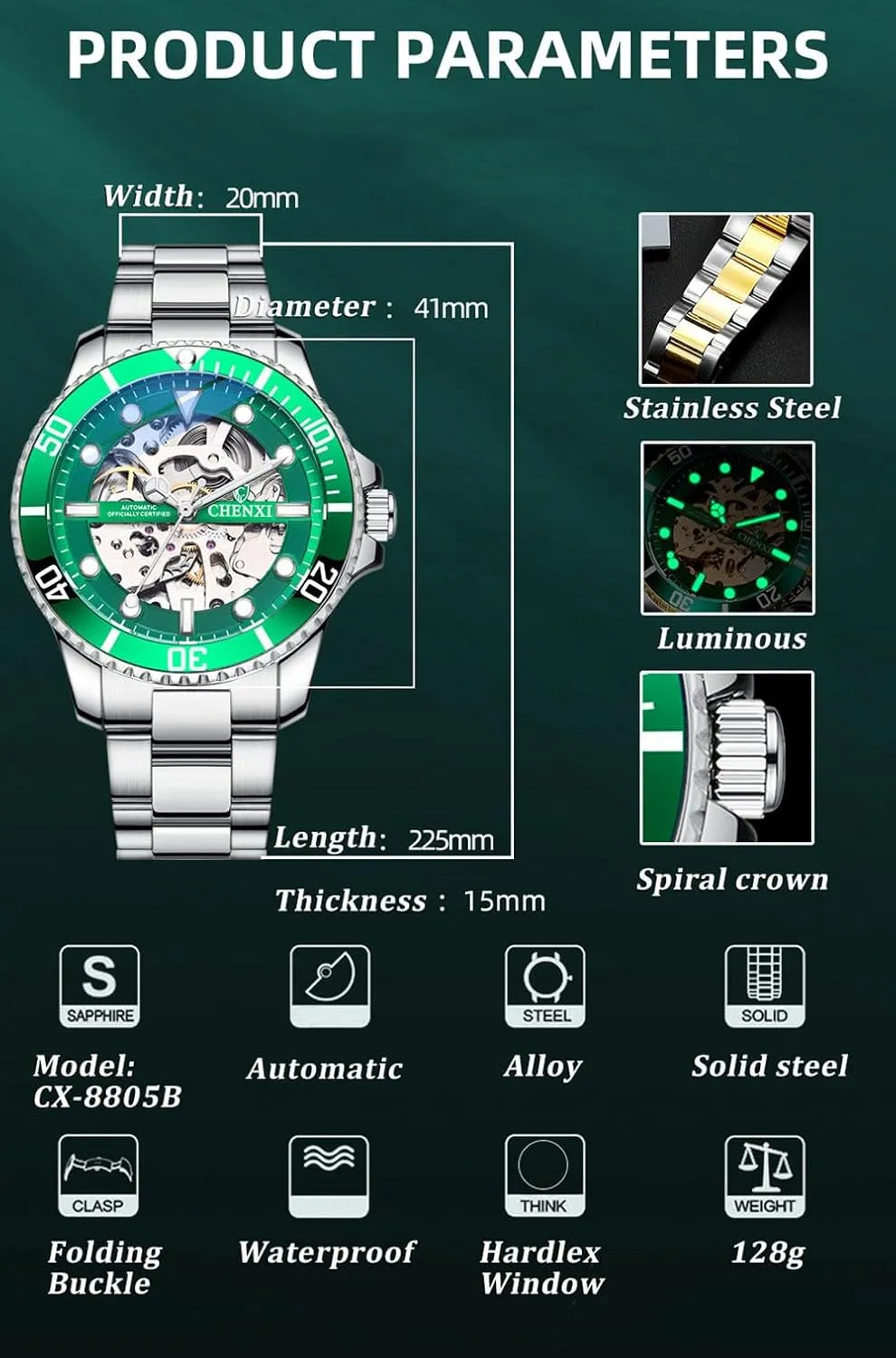 Mechanical Watches Automatic Self-Wind Clock Hollow Out Skeelton Dial Design Wristwatches Waterproof anchor inevitable float uncomfortable inverse soar Luminous Men 