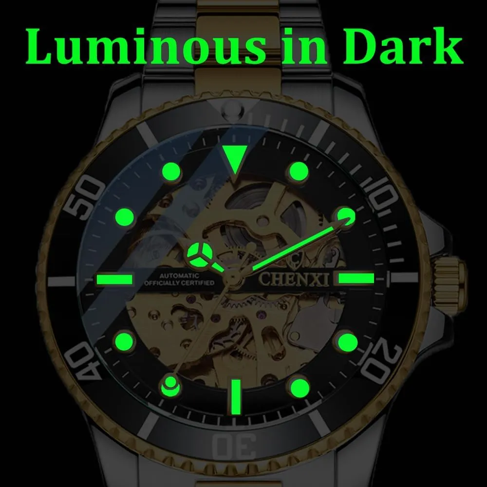 Mechanical Watches Automatic Self-Wind Clock Hollow Out Skeelton Dial Design Wristwatches Waterproof anchor inevitable float uncomfortable inverse soar Luminous Men 