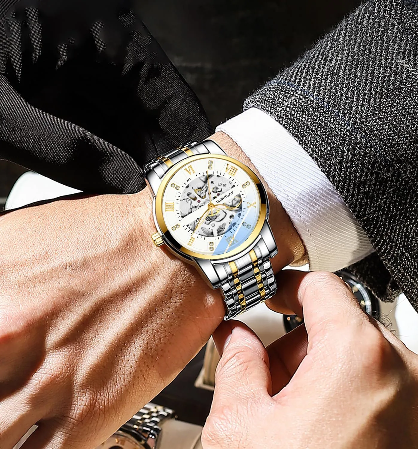 Mechanical Waterproof Hollow Wrist Watches Stainless Steel calotype Luminous Self-Wind Watch BESTKANG Men's Watch Automatic 