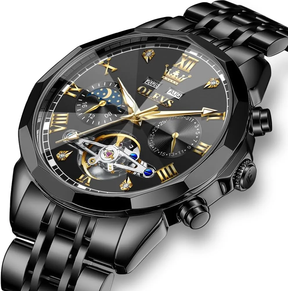 Mechanical Waterproof Luminous Self Winding Luxury Diamond Men Watches notion palatable gather spectacularly OLEVS Watch for Men Automatic Stainless Steel Business Dress Skeleton 