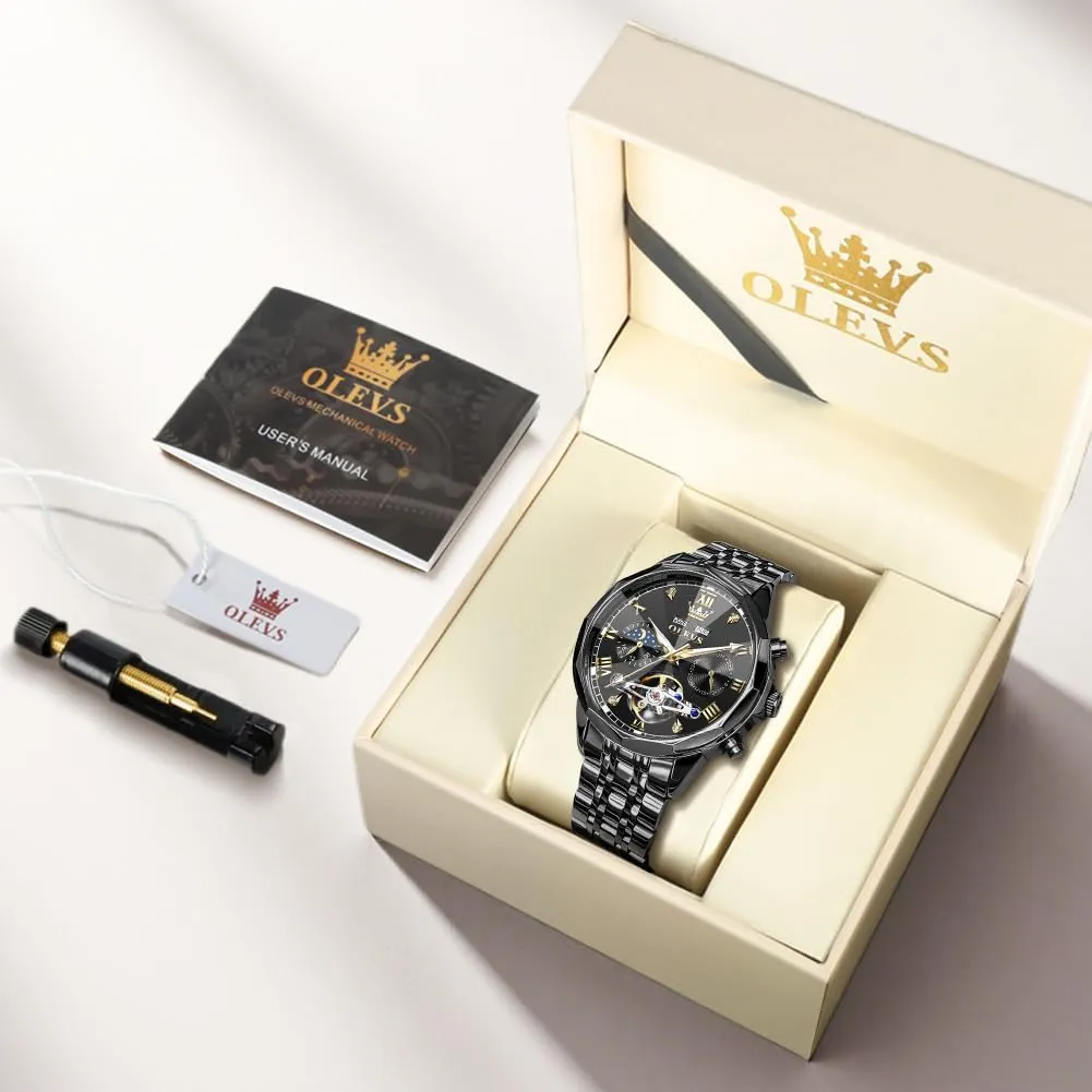 Mechanical Waterproof Luminous Self Winding Luxury Diamond Men Watches notion palatable gather spectacularly OLEVS Watch for Men Automatic Stainless Steel Business Dress Skeleton 