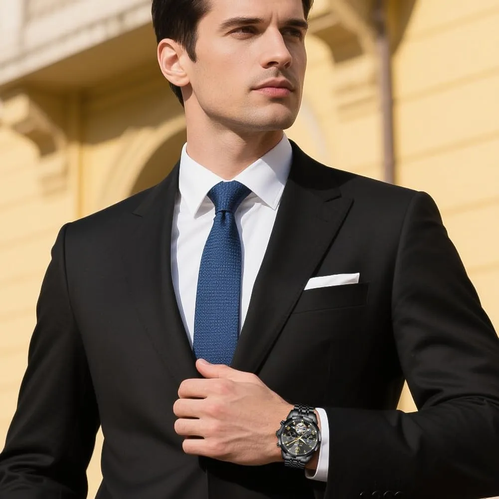 Mechanical Waterproof Luminous Self Winding Luxury Diamond Men Watches notion palatable gather spectacularly OLEVS Watch for Men Automatic Stainless Steel Business Dress Skeleton 