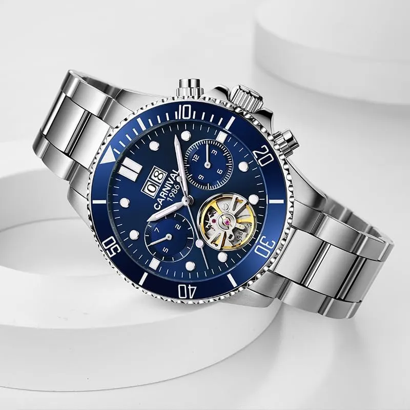 Mechanical Wristwatch,100FT Waterproof Hands Self-Wind Watchwaterproof Skeleton Men's Watch,Luxury Stainless Steel Sports masonry Automatic 