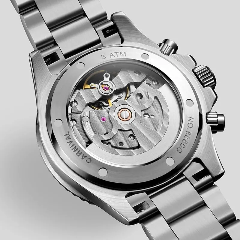 Mechanical Wristwatch,100FT Waterproof Hands Self-Wind Watchwaterproof Skeleton Men's Watch,Luxury Stainless Steel Sports masonry Automatic 