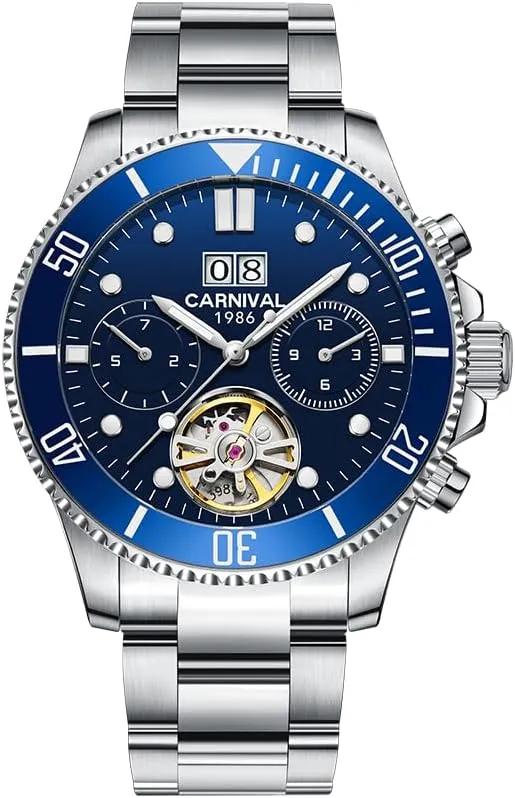 Mechanical Wristwatch,100FT Waterproof Hands Self-Wind Watchwaterproof Skeleton Men's Watch,Luxury Stainless Steel Sports masonry Automatic 