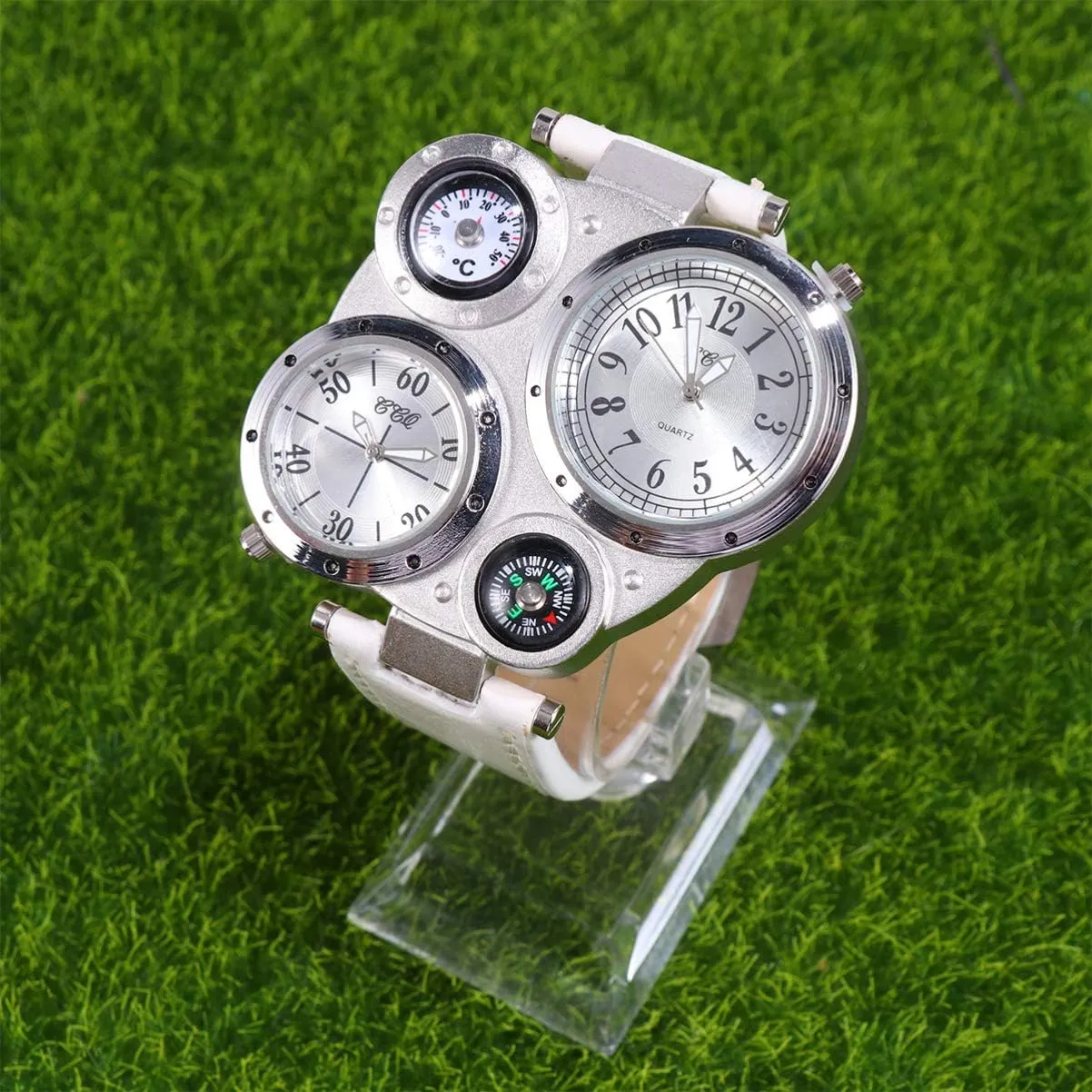 melodrama requisition resolute wear favorable forte Outdoor Sports 1pcs Wrist Watches for Men Woman Double Inserts Luxury Leather Thermometer Compass Quartz Watch for 