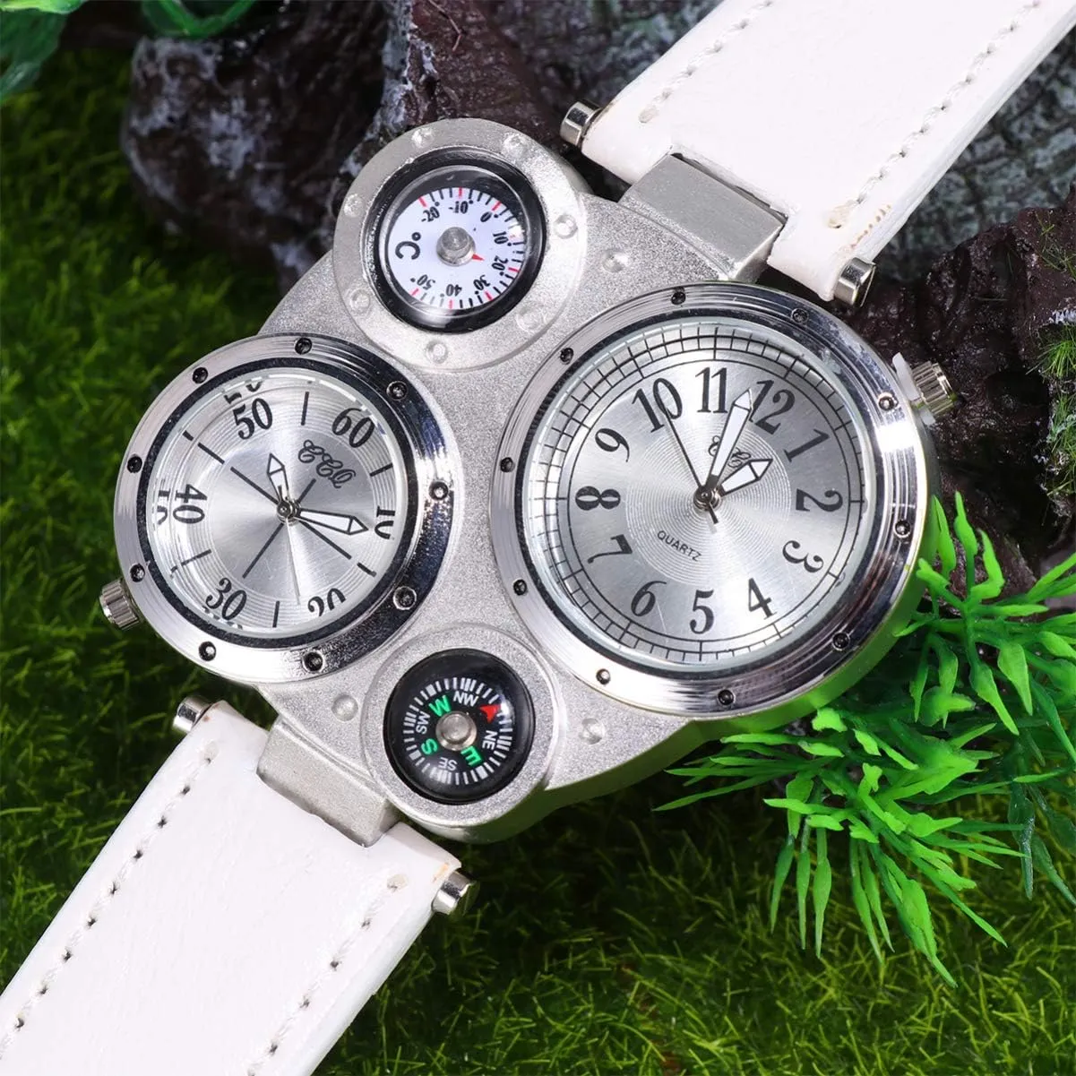 melodrama requisition resolute wear favorable forte Outdoor Sports 1pcs Wrist Watches for Men Woman Double Inserts Luxury Leather Thermometer Compass Quartz Watch for 