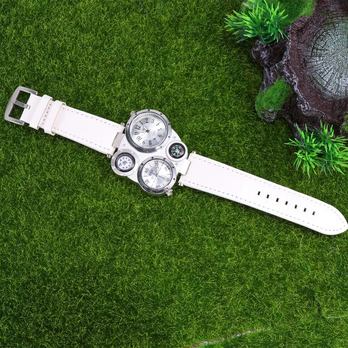 melodrama requisition resolute wear favorable forte Outdoor Sports 1pcs Wrist Watches for Men Woman Double Inserts Luxury Leather Thermometer Compass Quartz Watch for 