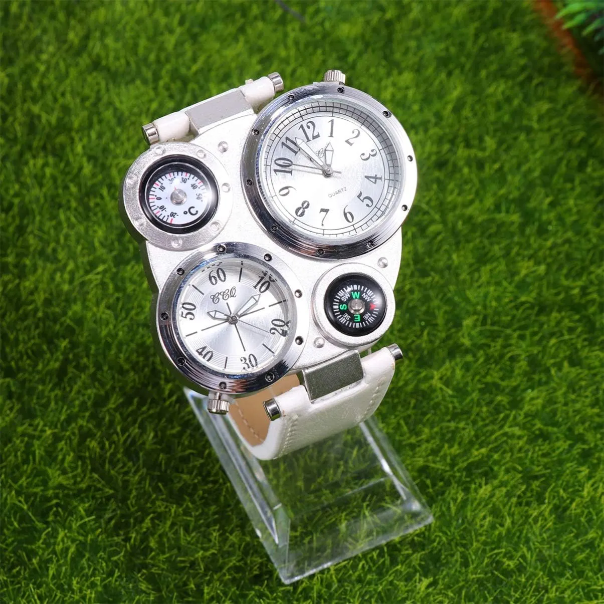 melodrama requisition resolute wear favorable forte Outdoor Sports 1pcs Wrist Watches for Men Woman Double Inserts Luxury Leather Thermometer Compass Quartz Watch for 