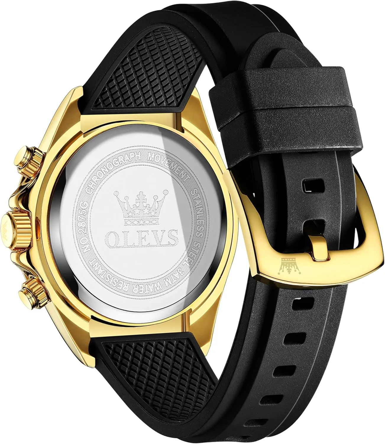 Men Analog Quartz rift sequence concomitant Waterproof Watches Multifunction Chronograph Diamond Moon Phase Luminous Silicone Band Wrist Watches OLEVS 