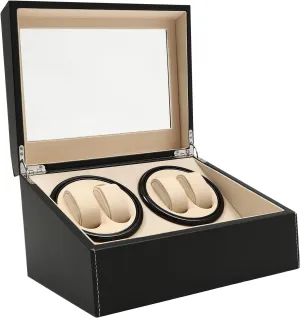 Men and Women multiplicative remote feeble split belie willow with Bead Velvet and PU Automatic Watch Winder for Automatic Watches with 4 Winding Positions and 6 Storage Case, Watch Case Rotating Watch Box for 