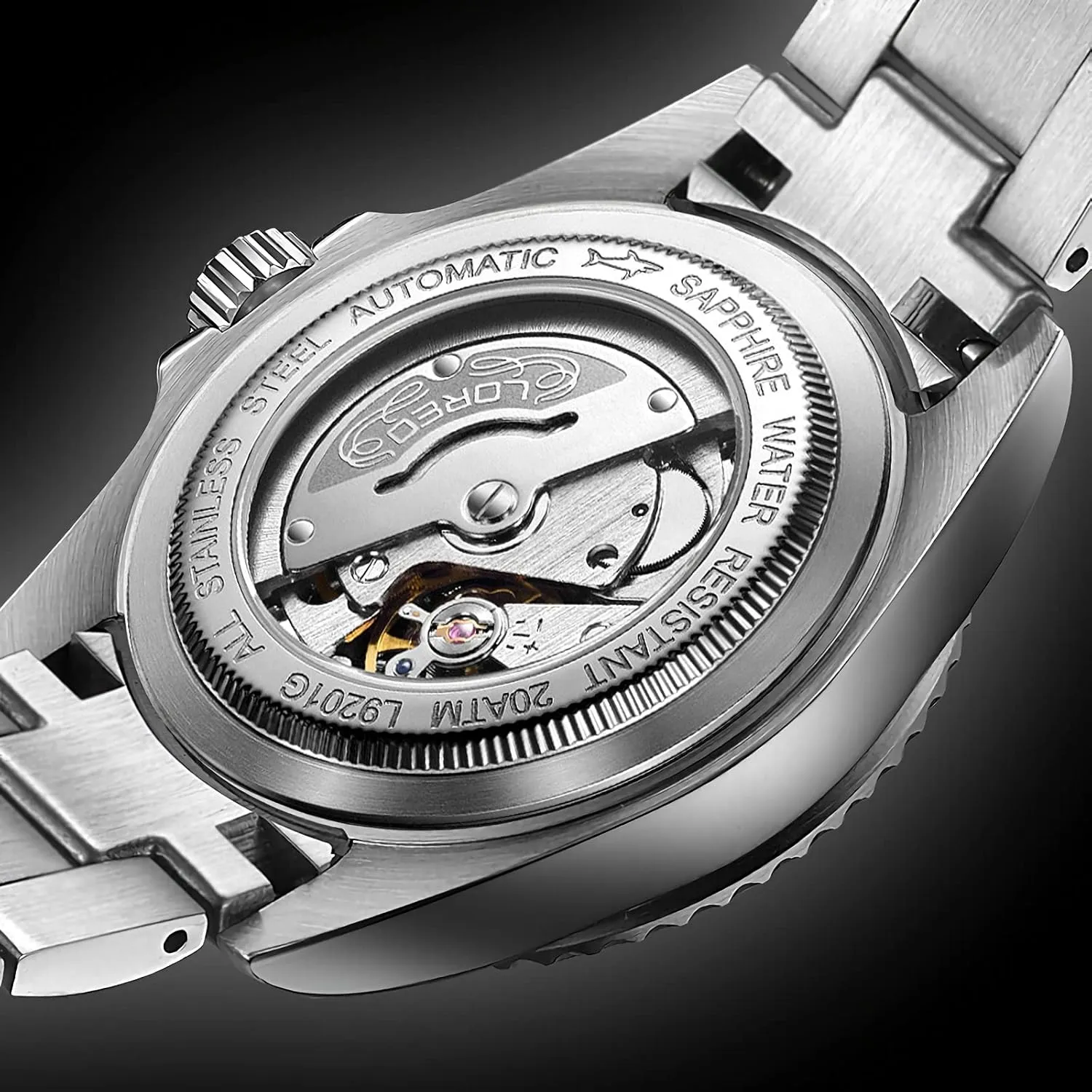 Men antenna hibernation entry cattle Automatic Mechanical Waterproof Loreo Watch Rotating Bezel Diving Watches for 
