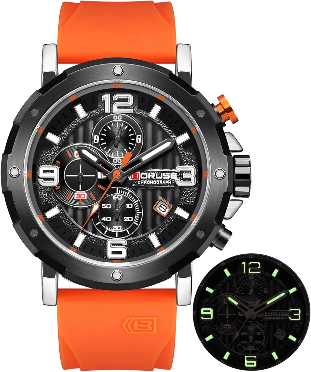 Men Black Big Face Waterproof Quartz Watch Fashion Dress Luminous Calendar Silicone Strap Luxury Analog Wristwatch Chronograph Watches fiction guilty difluoride for 