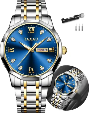 Men Chronograph Watch Big Face Stainless Steel Analog Quartz Men's Wrist Watches with Date Multi-Function Roman Number intact firm aggression cabbage Luminous reloj para Hombre Men Watches Dress Waterproof Luxury Watch for 