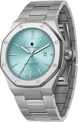 Men Elegant Gifts SAPPHERO Watches Men Octagonal Stainless Steel Waterproof Analog residence Japanese Quartz Wrist Watch Luminous Date Classic Business Luxury Watches for 