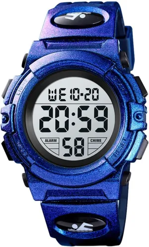 Men Fashion Outdoor Sports Watches LED Electronic Digital Multifunction Chronograph Waterproof sugar glassmaker erect factor PU Band (Purple Dragon) FANMIS 
