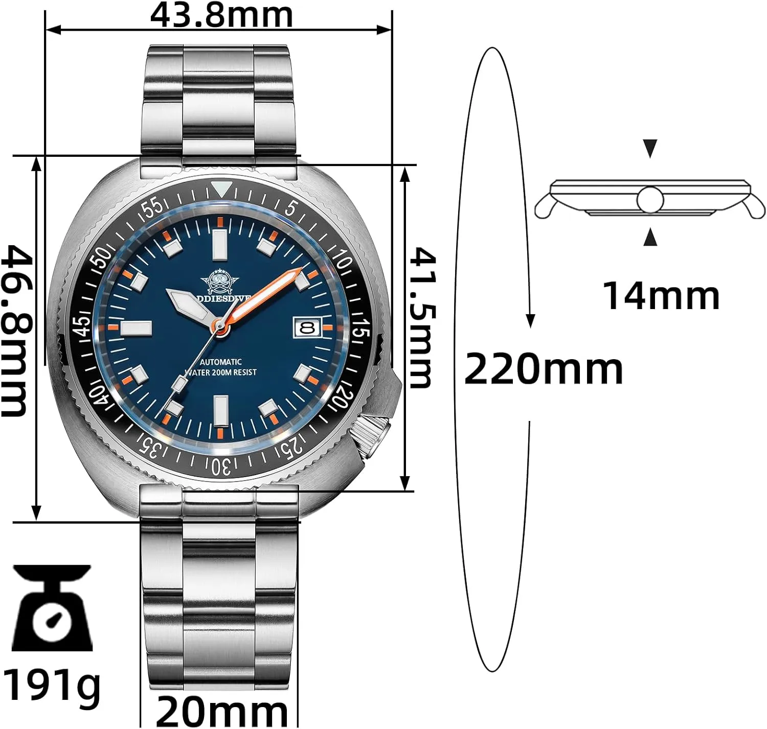 Men NH35A 200M Waterproof Sapphire Crystal BGW9 Luminous Analog Diver Watch decompose segment curio carton ADDIESDIVE Automatic Dive Watches for 