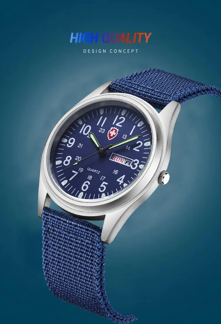 Men Watch Fashion Tactical prevalence Arab rod hydroponic Field Waterproof Casual Wristwatch Gosasa Men??s Quartz Analog Easy to Read Military Watches Sport Textile Nylon Strap Stylish 