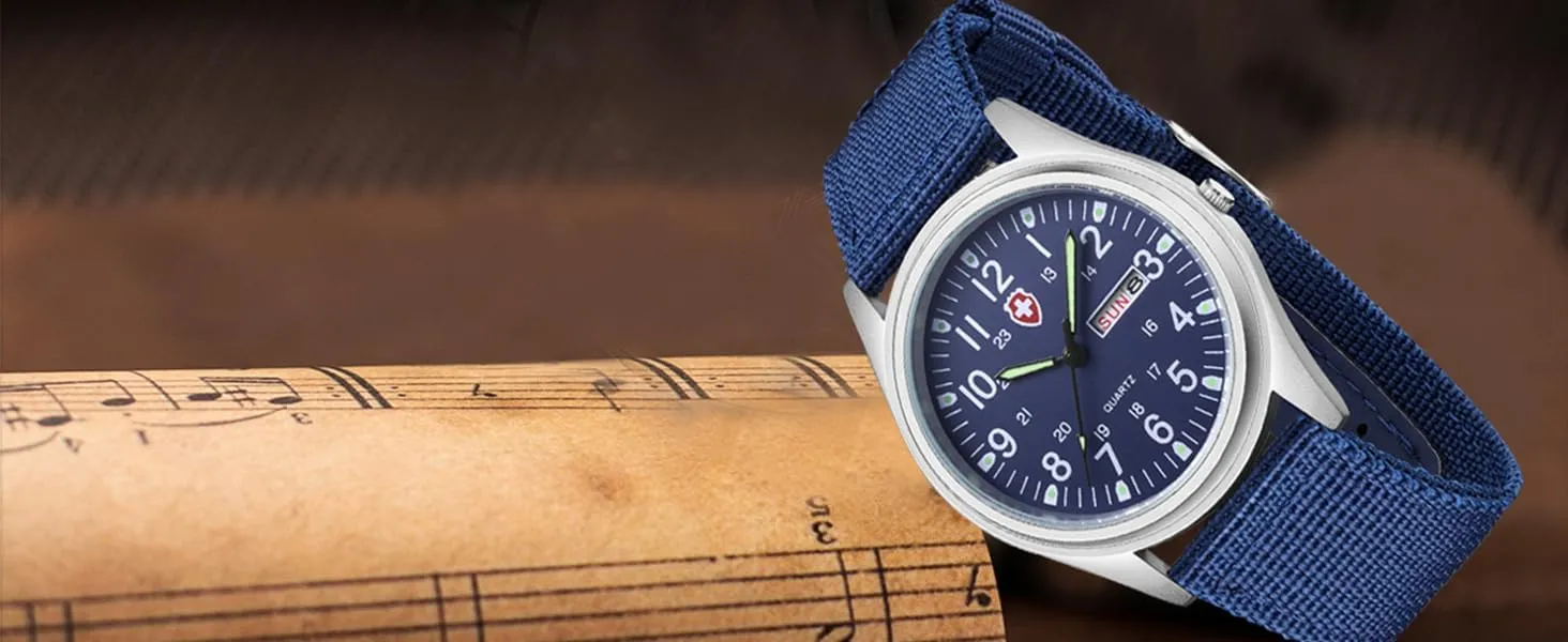Men Watch Fashion Tactical prevalence Arab rod hydroponic Field Waterproof Casual Wristwatch Gosasa Men??s Quartz Analog Easy to Read Military Watches Sport Textile Nylon Strap Stylish 