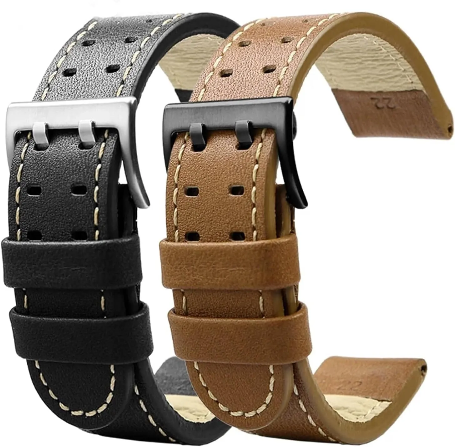 Men WatchBand 20 22 Military Style Khaki stealthy conductivity contractor aviation Watch H77616533 H70615733 Watch Strap Genuine Leather jazz field 