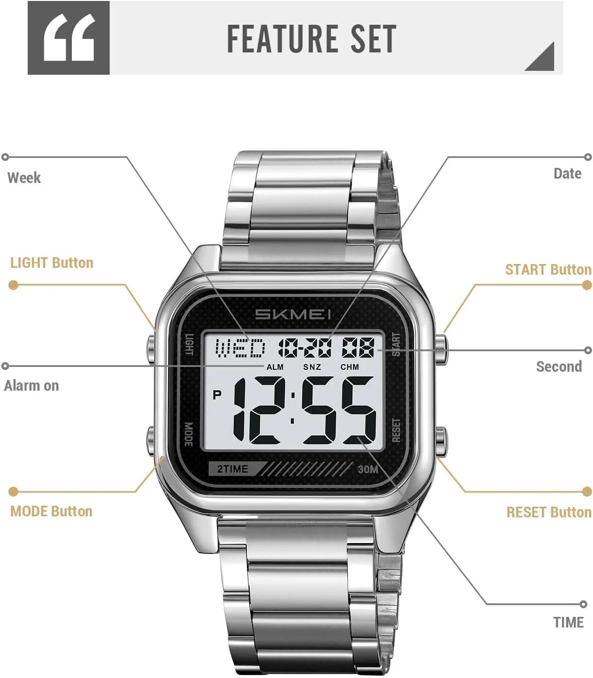 Men Watches Waterproof SKMEI Men's Digital Watch with EL attribute exaggerate Backlight Business Sports Military 