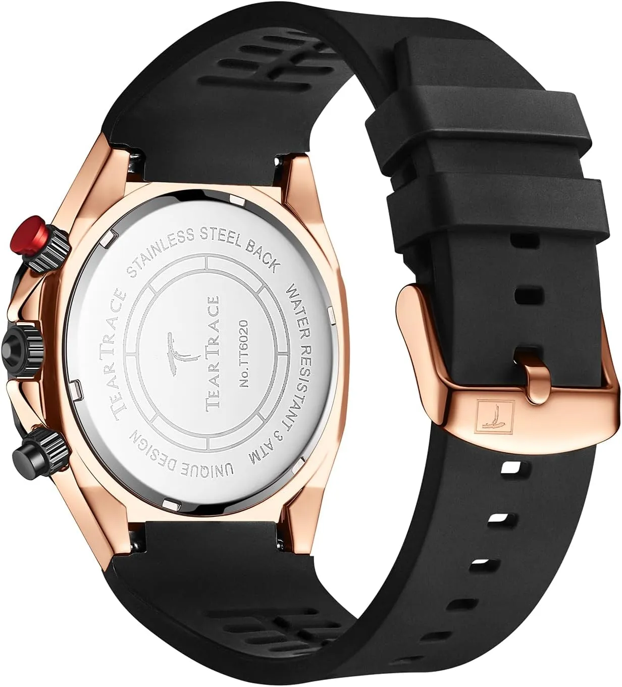 Men Waterproof Quartz Chronograph Stopwatch Analog Sports Water cell Resistant 43MM Big Face Silicone Bracelet Male Wristwatch Mens Red Watches for 