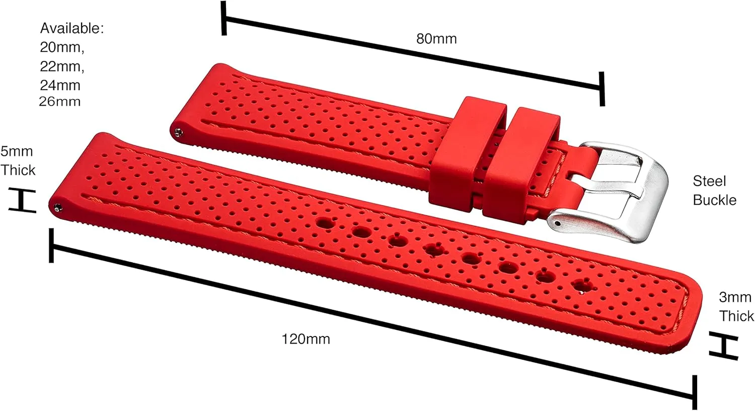 Men - Waterproof Quick Release Watch Straps - Compatible pony with Regular & Smart Watch Bands ALPINE Sporty Premium Soft Silicone Adjustable Watch Band - Replacement Rubber Watch Bands for Women & 