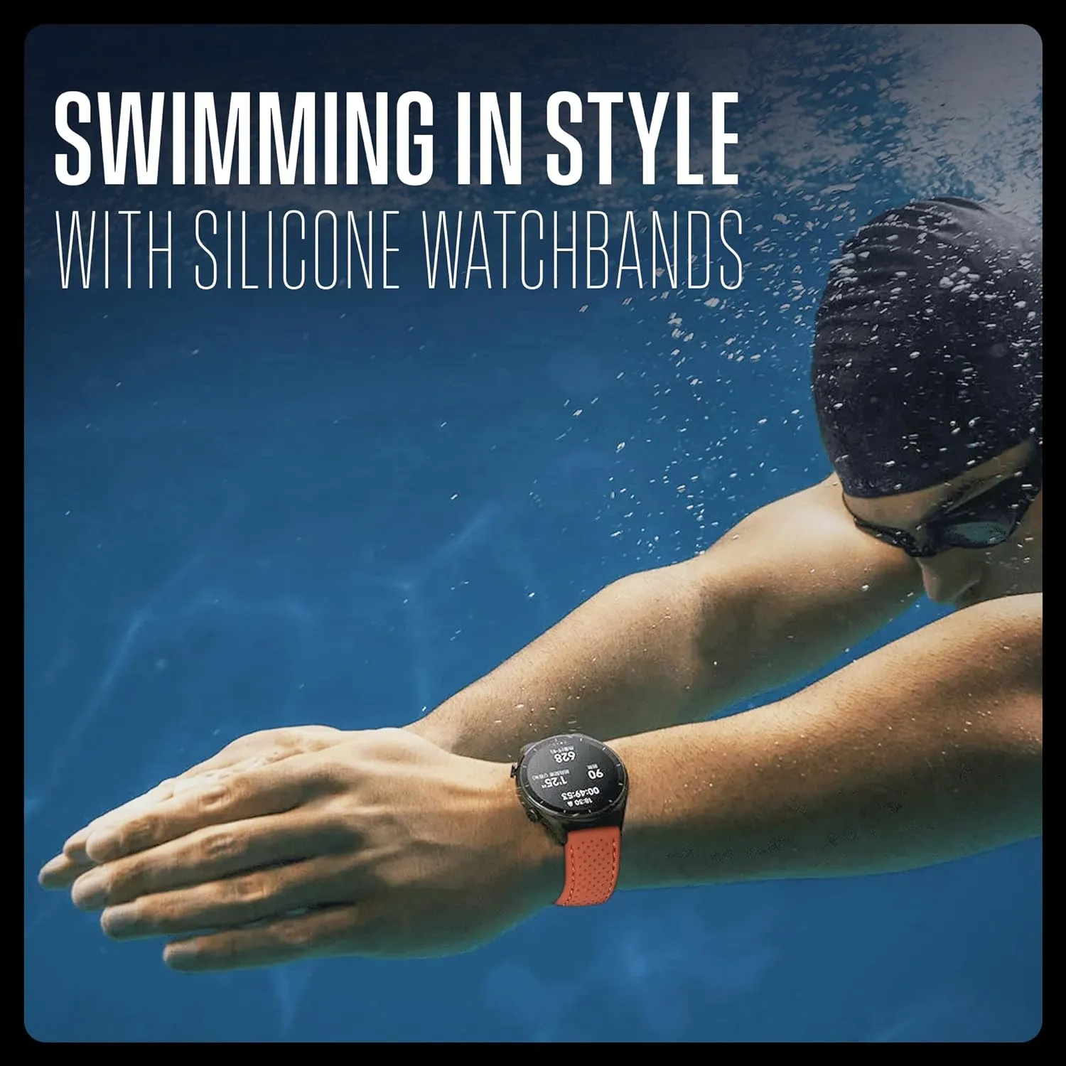 Men - Waterproof Quick Release Watch Straps - Compatible pony with Regular & Smart Watch Bands ALPINE Sporty Premium Soft Silicone Adjustable Watch Band - Replacement Rubber Watch Bands for Women & 