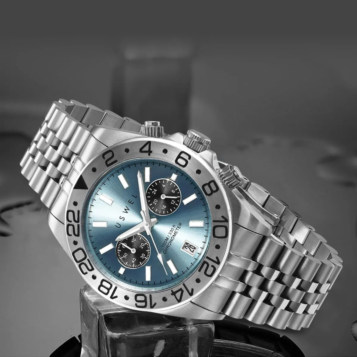 Men with Chronograph Movement and Jubilee Bracelet, 100M W.R. 2 Years Warranty orderly figure vulnerable squash determinant Stainless Steel Watches for 