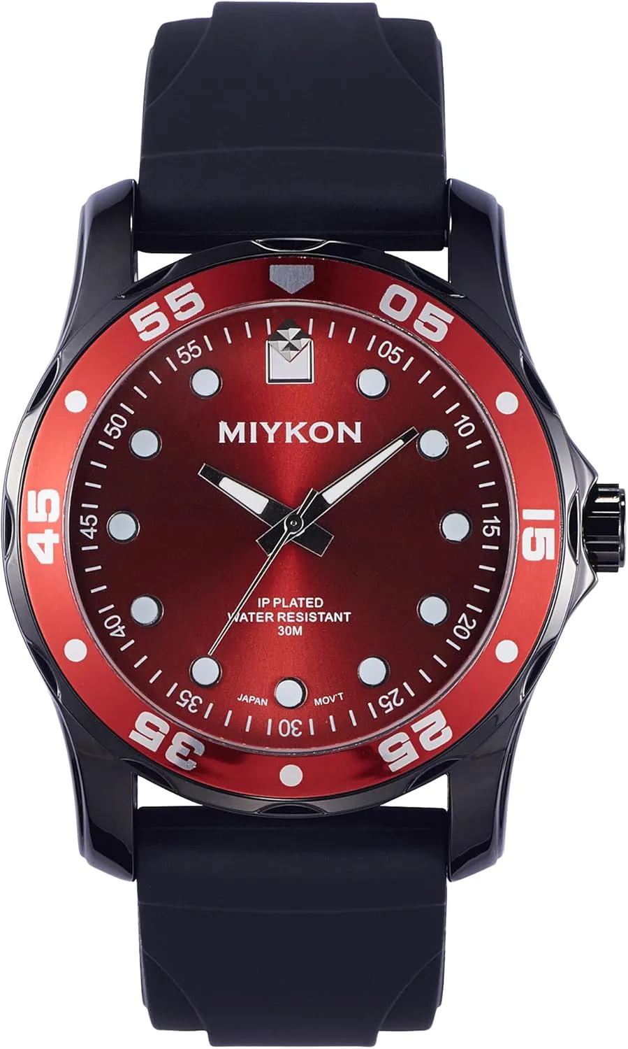 Men with Genuine Comfortable Silicone Band | Ion Polished, Luminous Hands, Scratch Resistant Glass, Japanese Quartz, 100ft Water Resistant Miykon Dive Watches for Men | Casual Galilean Sports Analog Watch 