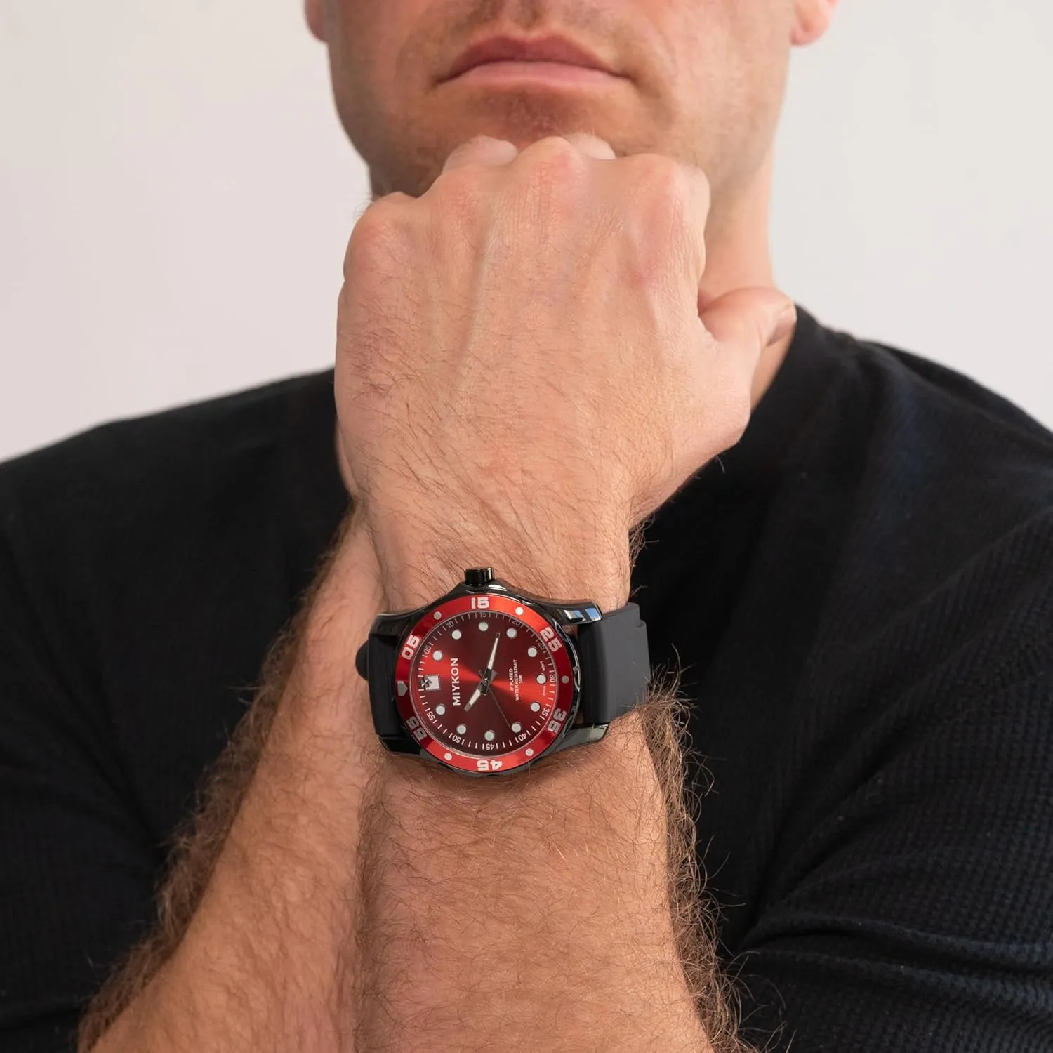 Men with Genuine Comfortable Silicone Band | Ion Polished, Luminous Hands, Scratch Resistant Glass, Japanese Quartz, 100ft Water Resistant Miykon Dive Watches for Men | Casual Galilean Sports Analog Watch 