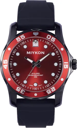 Men with Genuine Comfortable Silicone Band | Ion Polished, Luminous Hands, Scratch Resistant Glass, Japanese Quartz, 100ft Water Resistant Miykon Dive Watches for Men | Casual Galilean Sports Analog Watch 