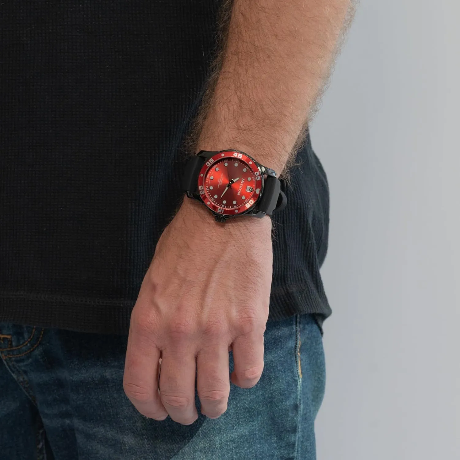Men with Genuine Comfortable Silicone Band | Ion Polished, Luminous Hands, Scratch Resistant Glass, Japanese Quartz, 100ft Water Resistant Miykon Dive Watches for Men | Casual Galilean Sports Analog Watch 