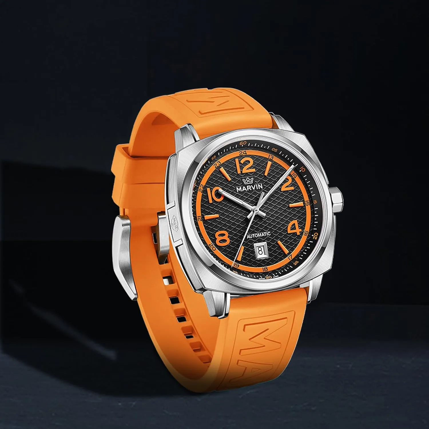 Men with Rubber Strap,50M Waterproof,42MM Sapphire Glass Black Dial category Luxury Men's Wrist Watches marvin Swiss Mens Watches Automatic Mechanical Watch for 