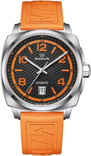 Men with Rubber Strap,50M Waterproof,42MM Sapphire Glass Black Dial category Luxury Men's Wrist Watches marvin Swiss Mens Watches Automatic Mechanical Watch for 