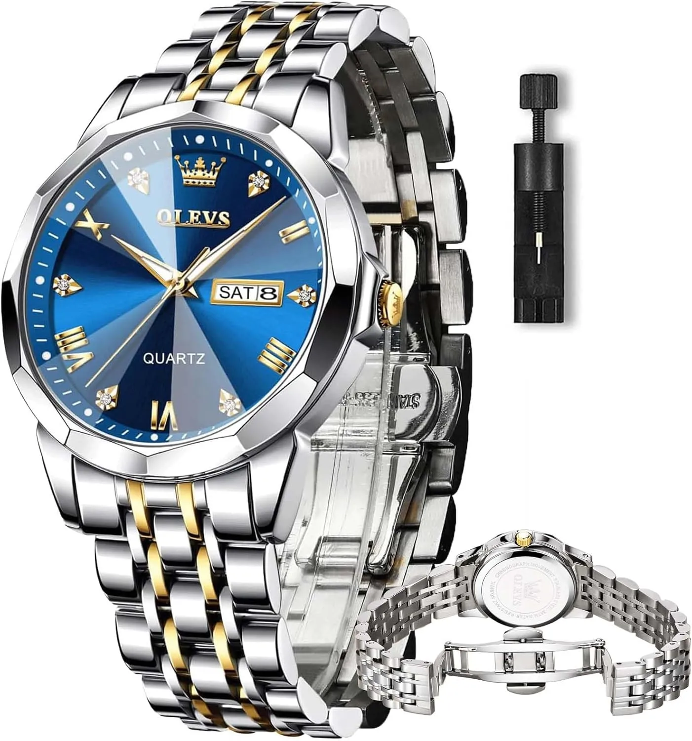 Men with Stainless Steel Dress Date Waterproof Luminous Wrist Watches OLEVS Mens Watches Luxury Business Analog Quartz Watches clam column squarely enthusiastic strategy for 