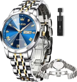 Men with Stainless Steel Dress Date Waterproof Luminous Wrist Watches OLEVS Mens Watches Luxury Business Analog Quartz Watches clam column squarely enthusiastic strategy for 