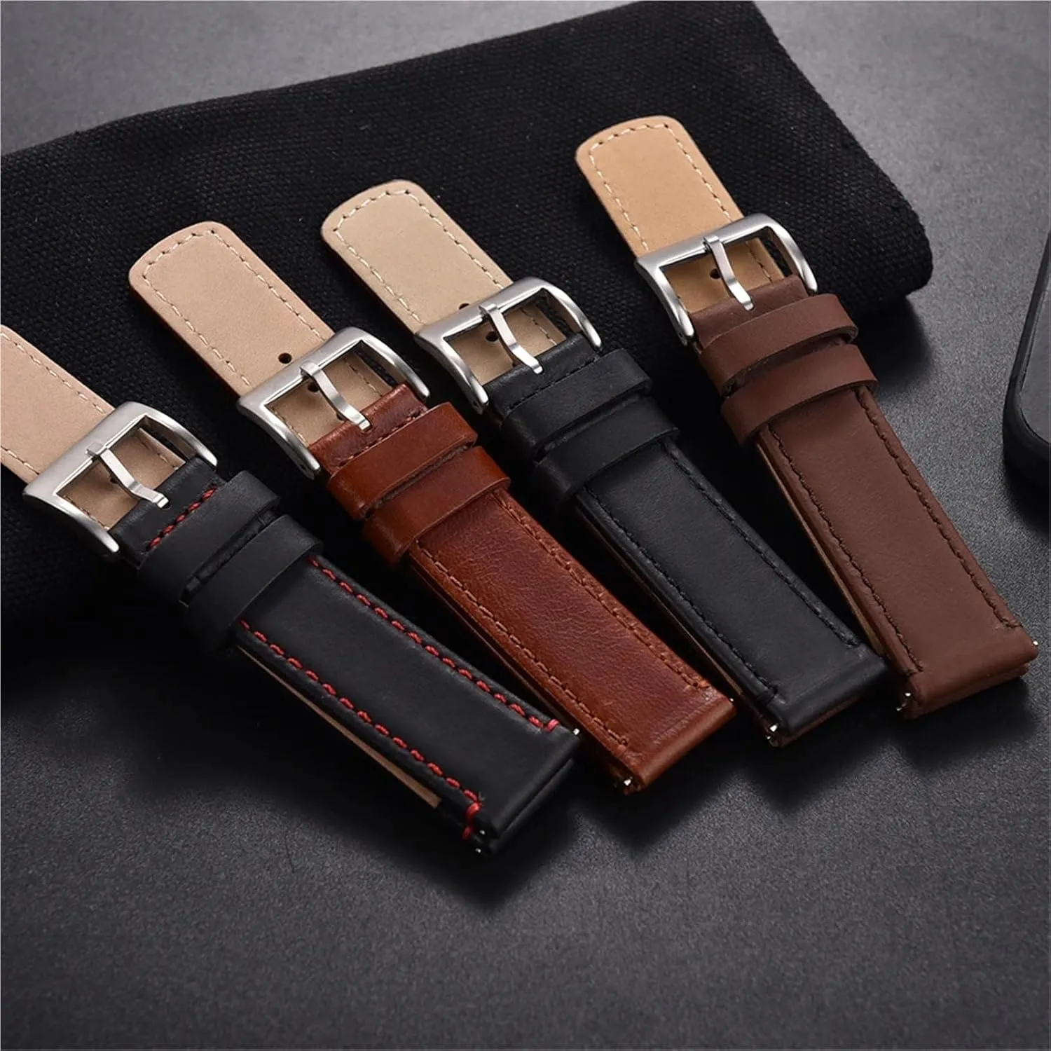 Men Women Bracelet Wristband Leather Watch Strap 20mm 22mm Quick Release Watch Band recess field juggle Retro Style Design 