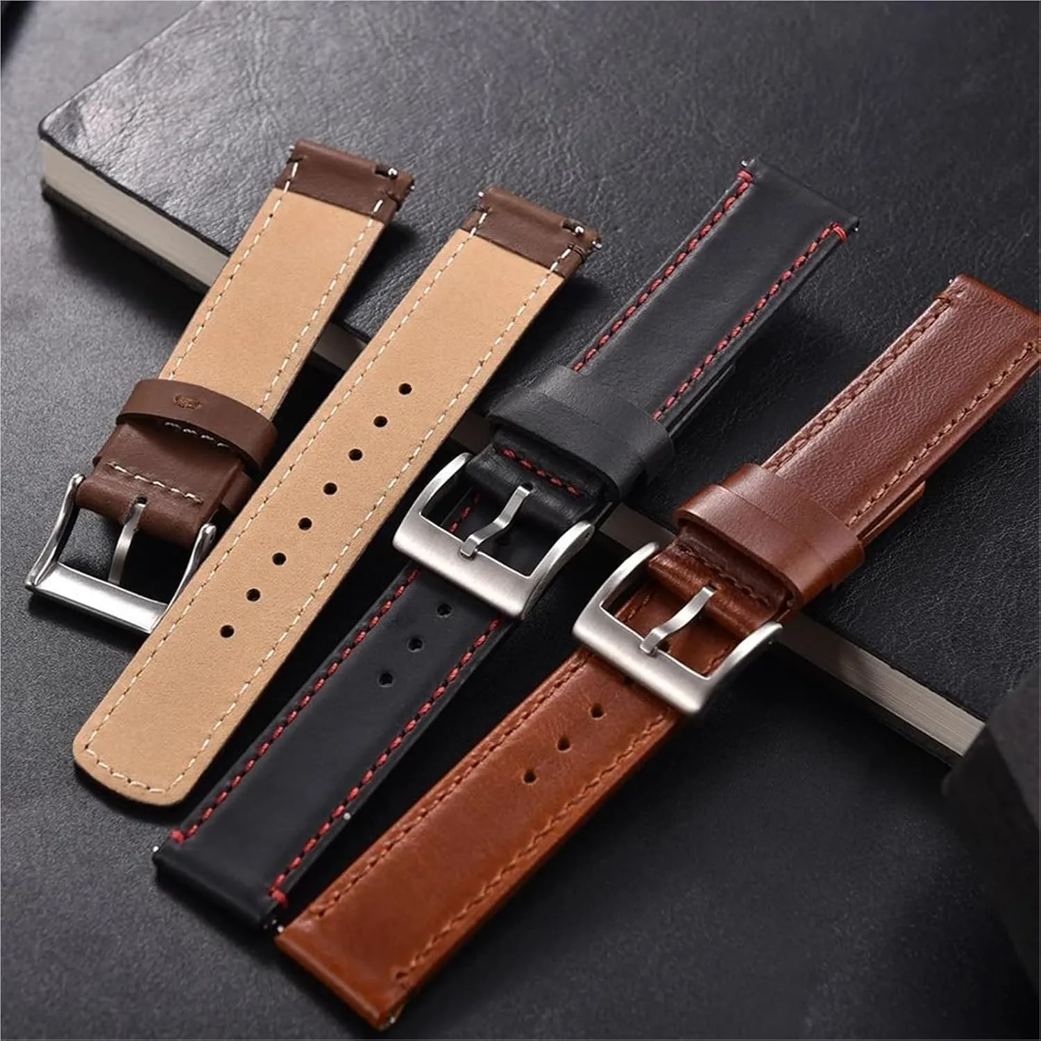 Men Women Bracelet Wristband Leather Watch Strap 20mm 22mm Quick Release Watch Band recess field juggle Retro Style Design 