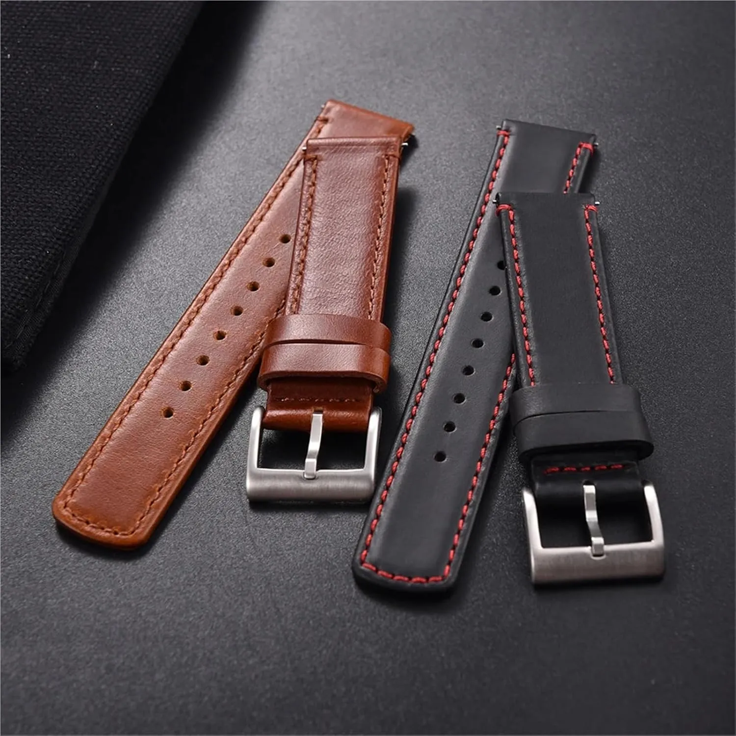 Men Women Bracelet Wristband Leather Watch Strap 20mm 22mm Quick Release Watch Band recess field juggle Retro Style Design 